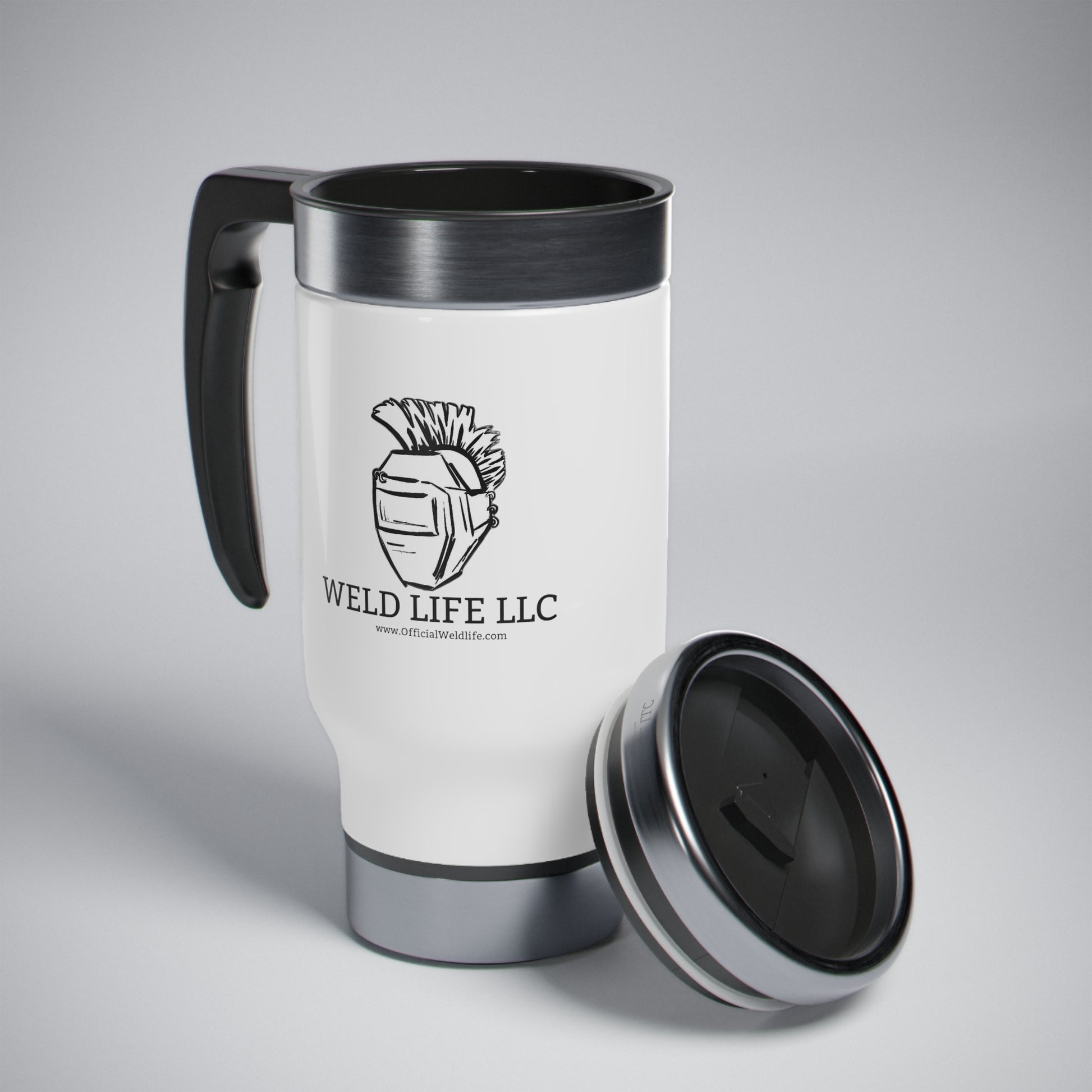 Stainless Steel Travel Mug with Handle, 14oz - OfficialWeldLife.com
